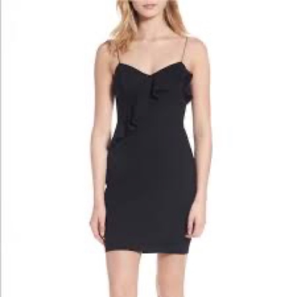 ASTR Bodycon Asymmetric Ruffle Dress LBD Small - Picture 4 of 9